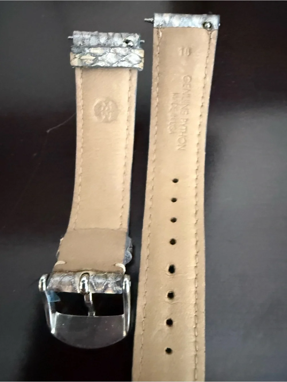 Michele genuine, python, leather Straap 18mm
